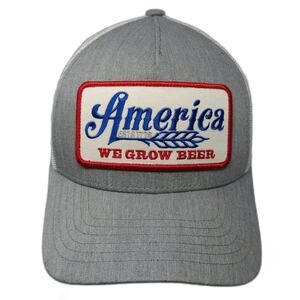 Rural Cloth Trucker Hat Gray White Red Blue One Size America We Grow Beer Patch